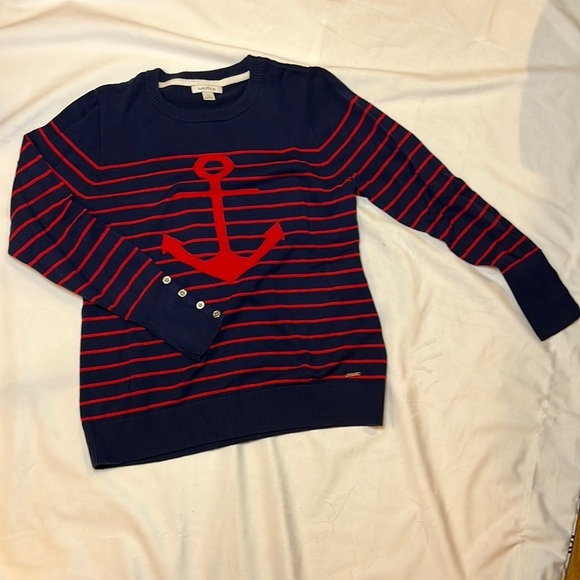 Nautica Large Spring Sweater Red and Navy - Picture 1 of 3